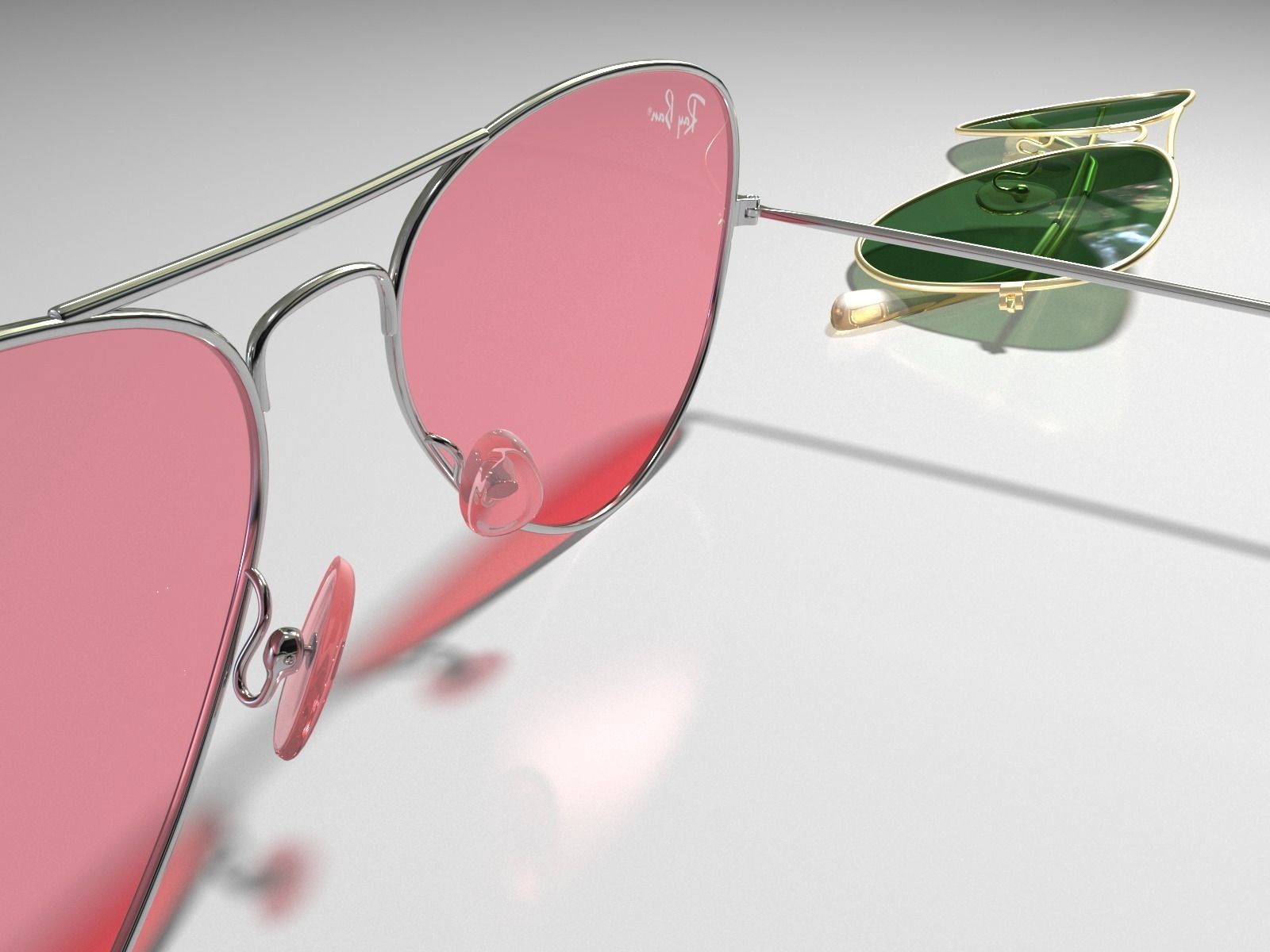 Shades ray ban aviator sunglasses 3D model_7