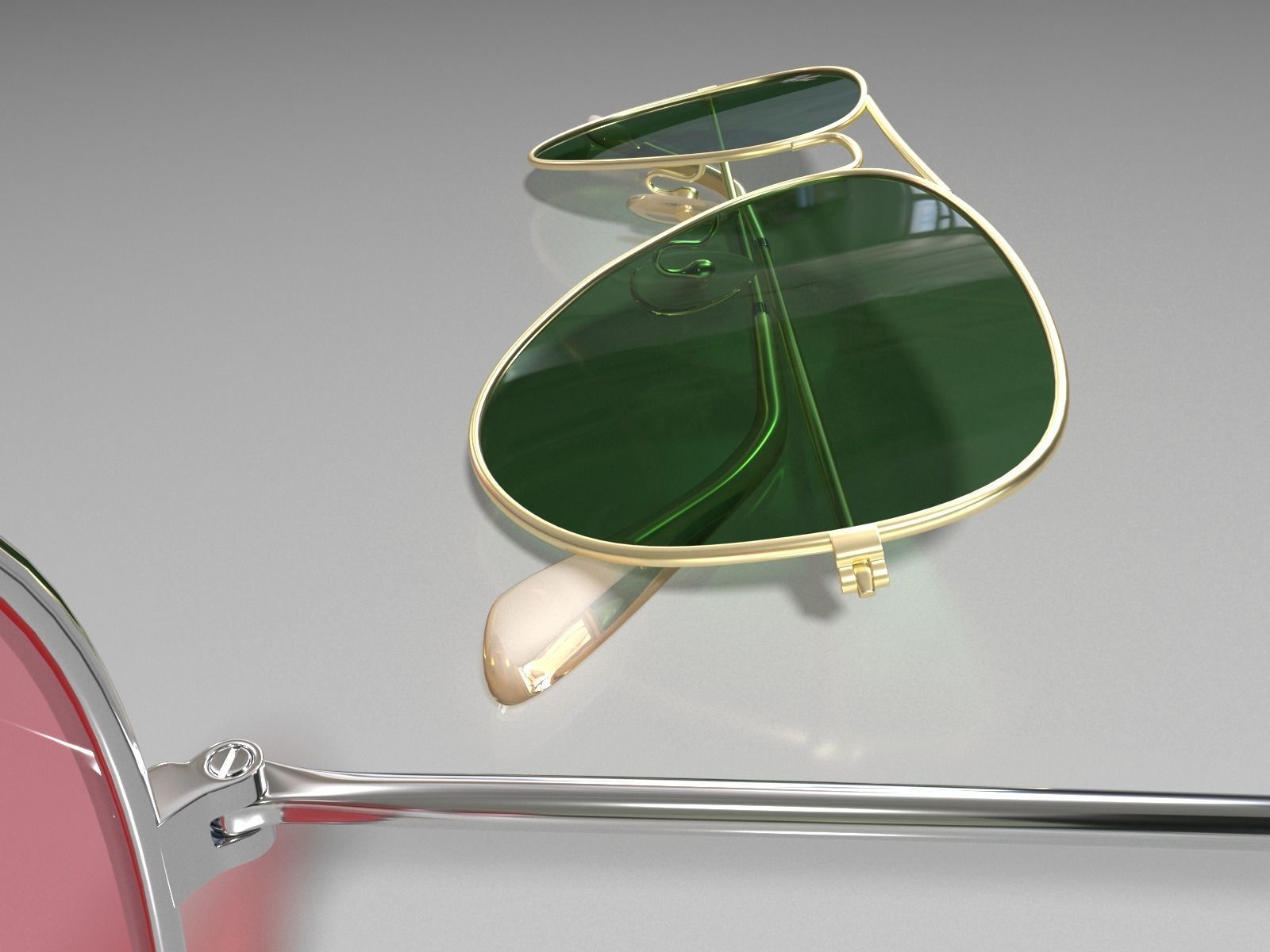 Shades ray ban aviator sunglasses 3D model_8