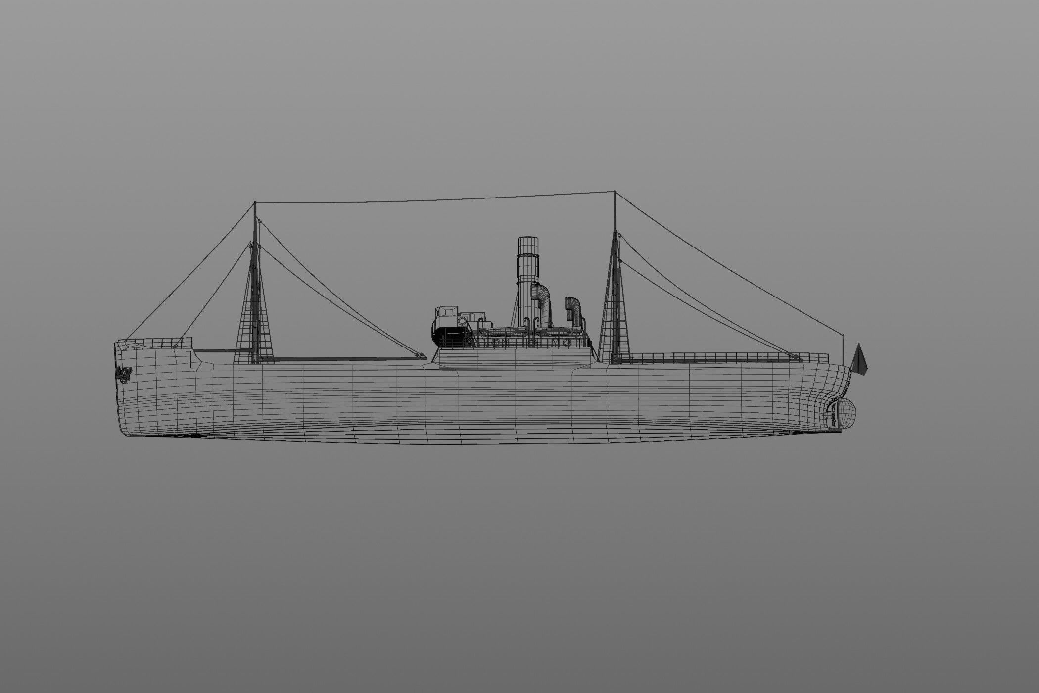  Karlsruhe 1905 german cargo steamer ship 3D model_8