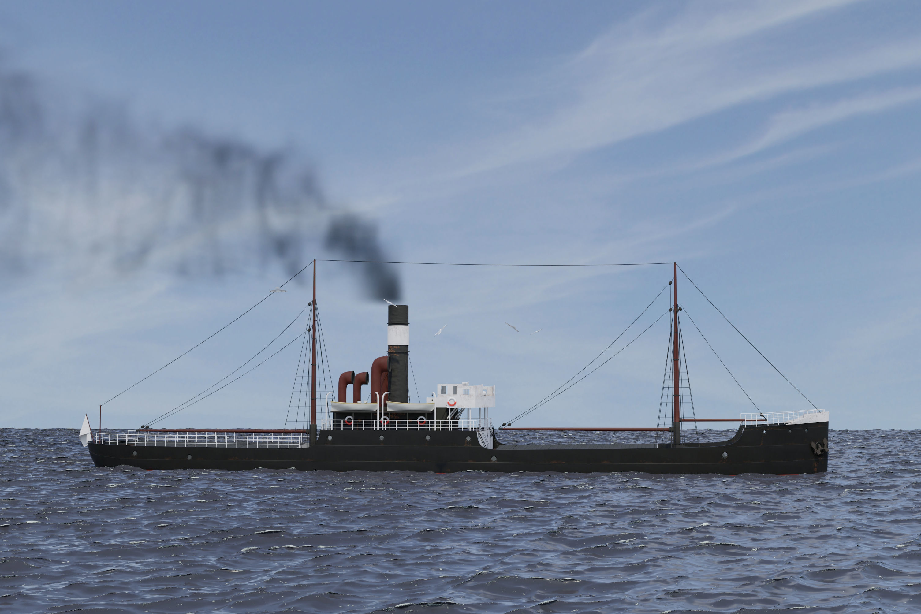  Karlsruhe 1905 german cargo steamer ship 3D model_7