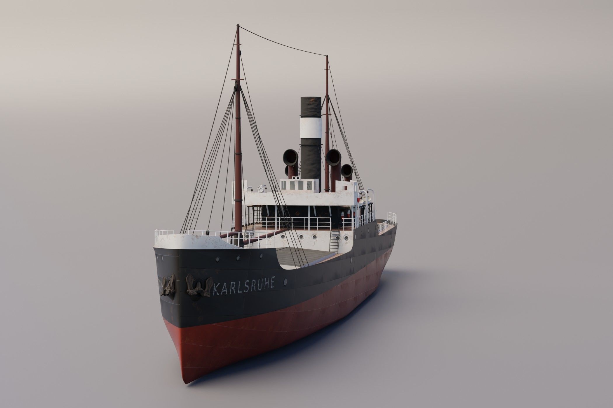  Karlsruhe 1905 german cargo steamer ship 3D model_1