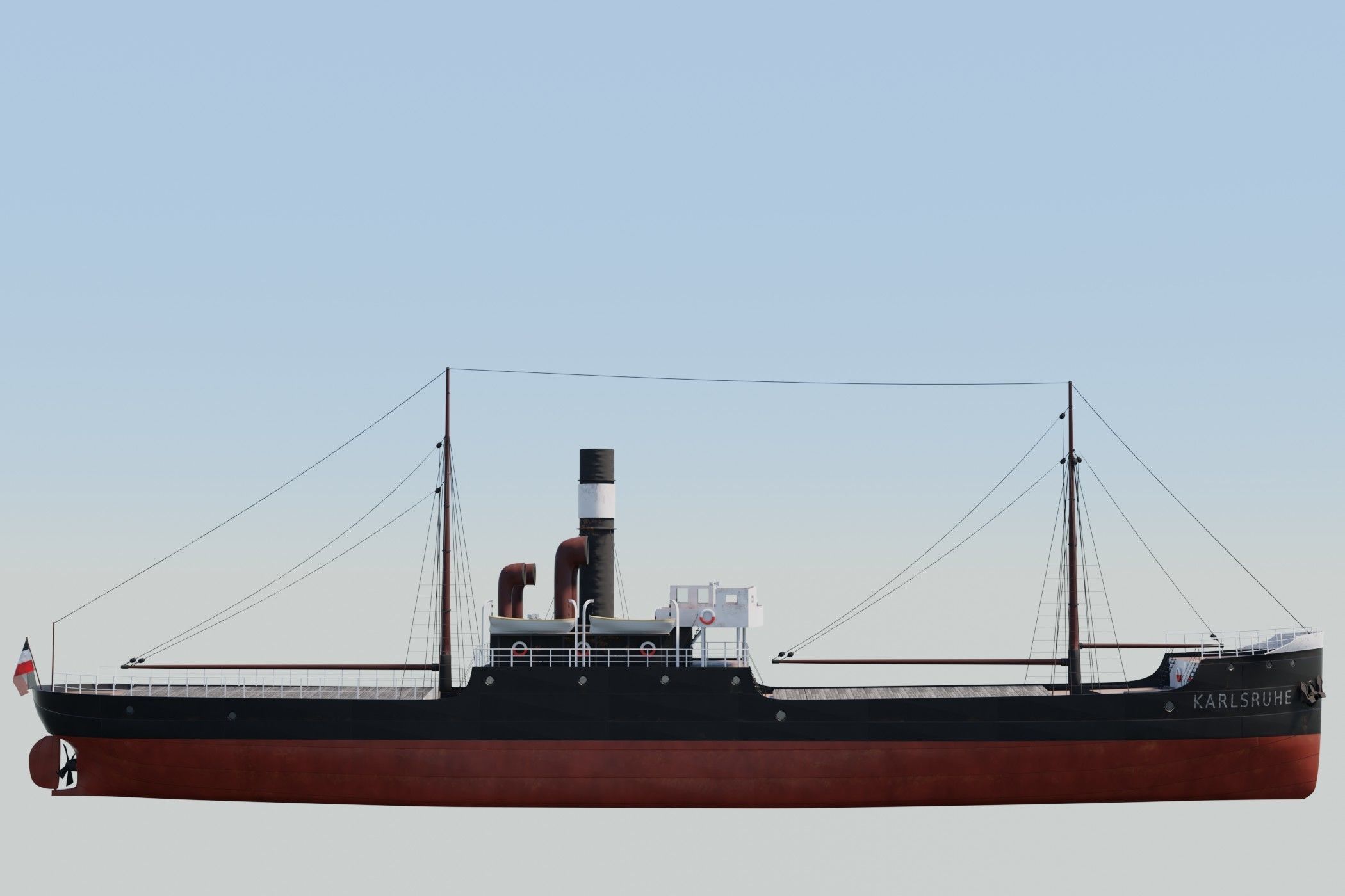  Karlsruhe 1905 german cargo steamer ship 3D model_9