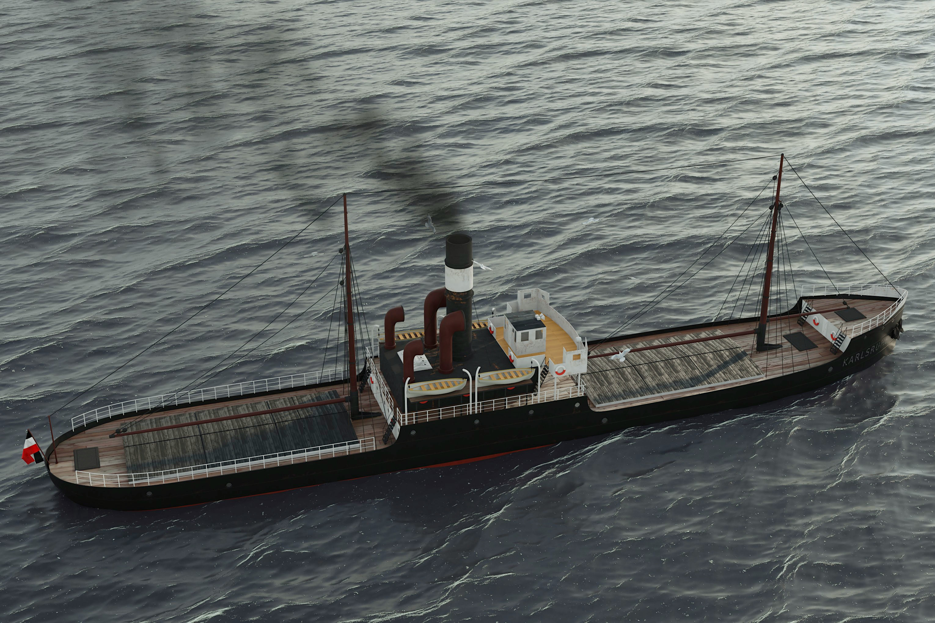  Karlsruhe 1905 german cargo steamer ship 3D model_4