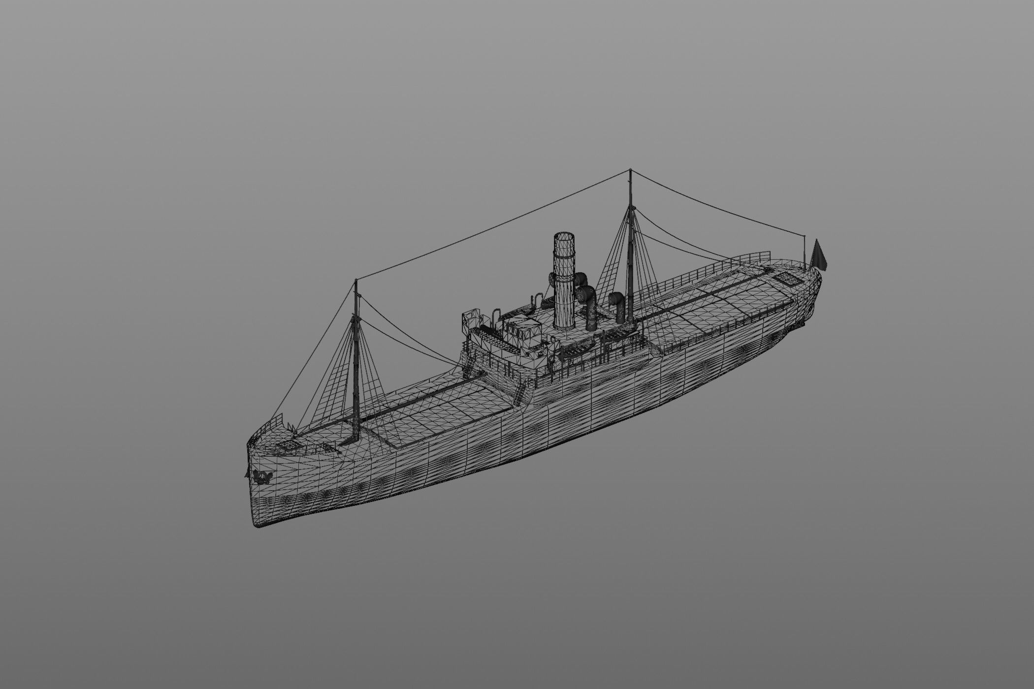  Karlsruhe 1905 german cargo steamer ship 3D model_10