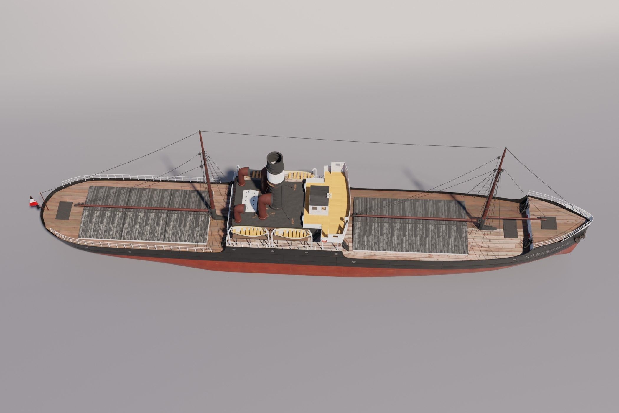  Karlsruhe 1905 german cargo steamer ship 3D model_6