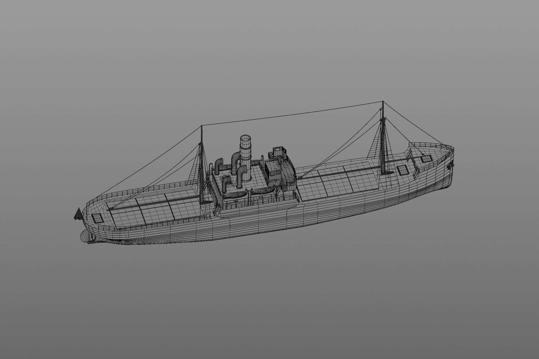  Karlsruhe 1905 german cargo steamer ship 3D model_5