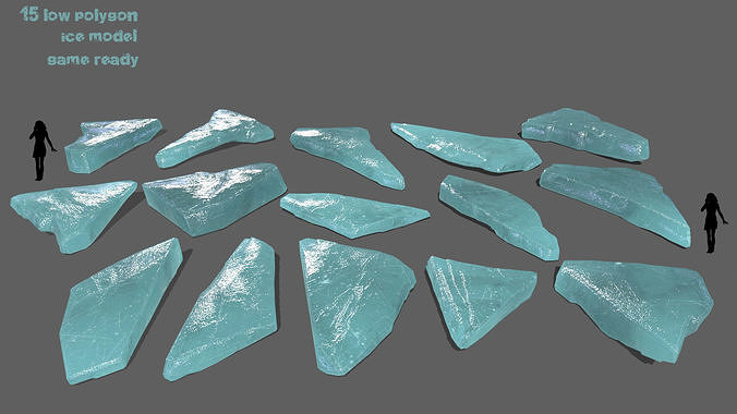 ice set group of pieces of glass Low-poly 3D model