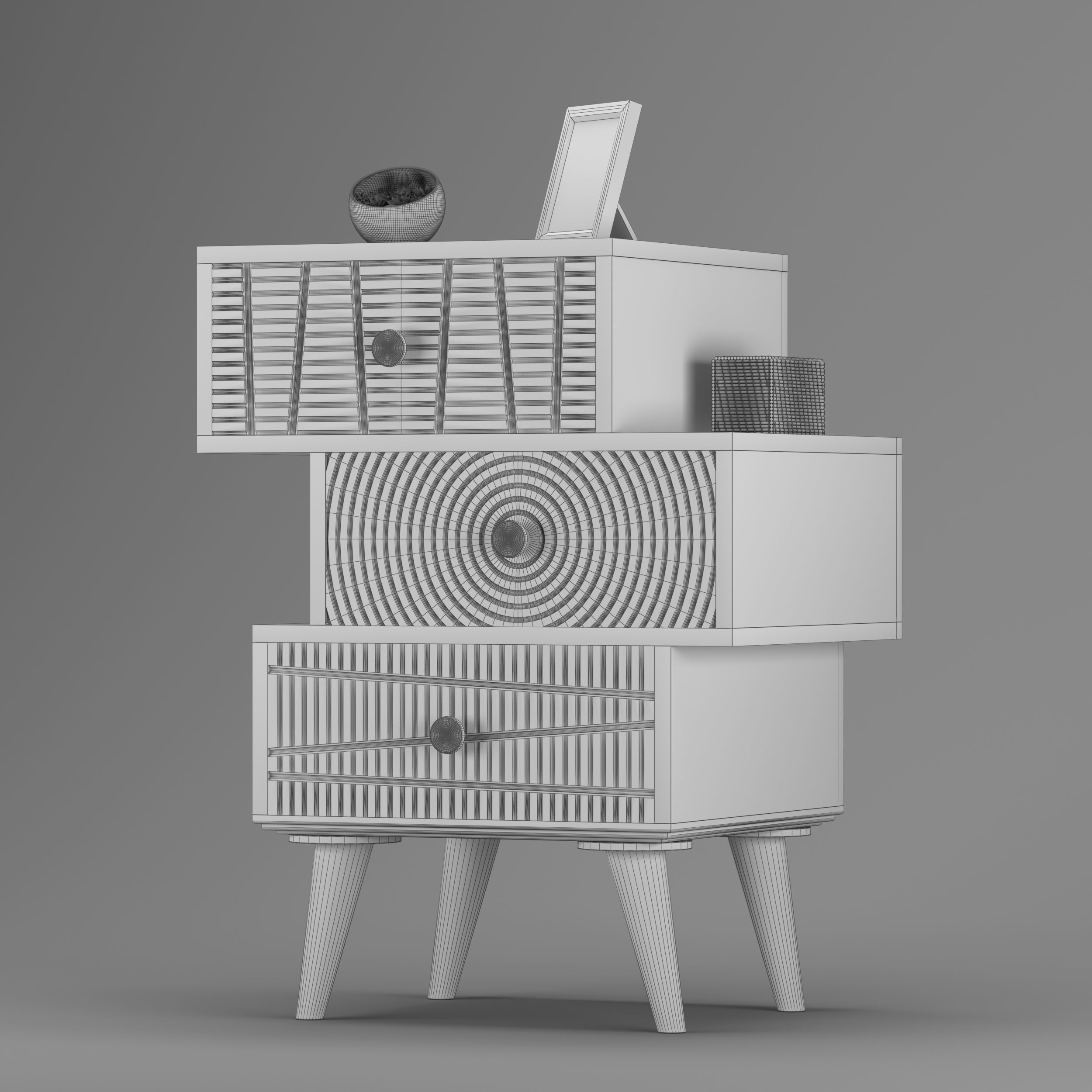 Colored 3-drawer Chest 3D model_3