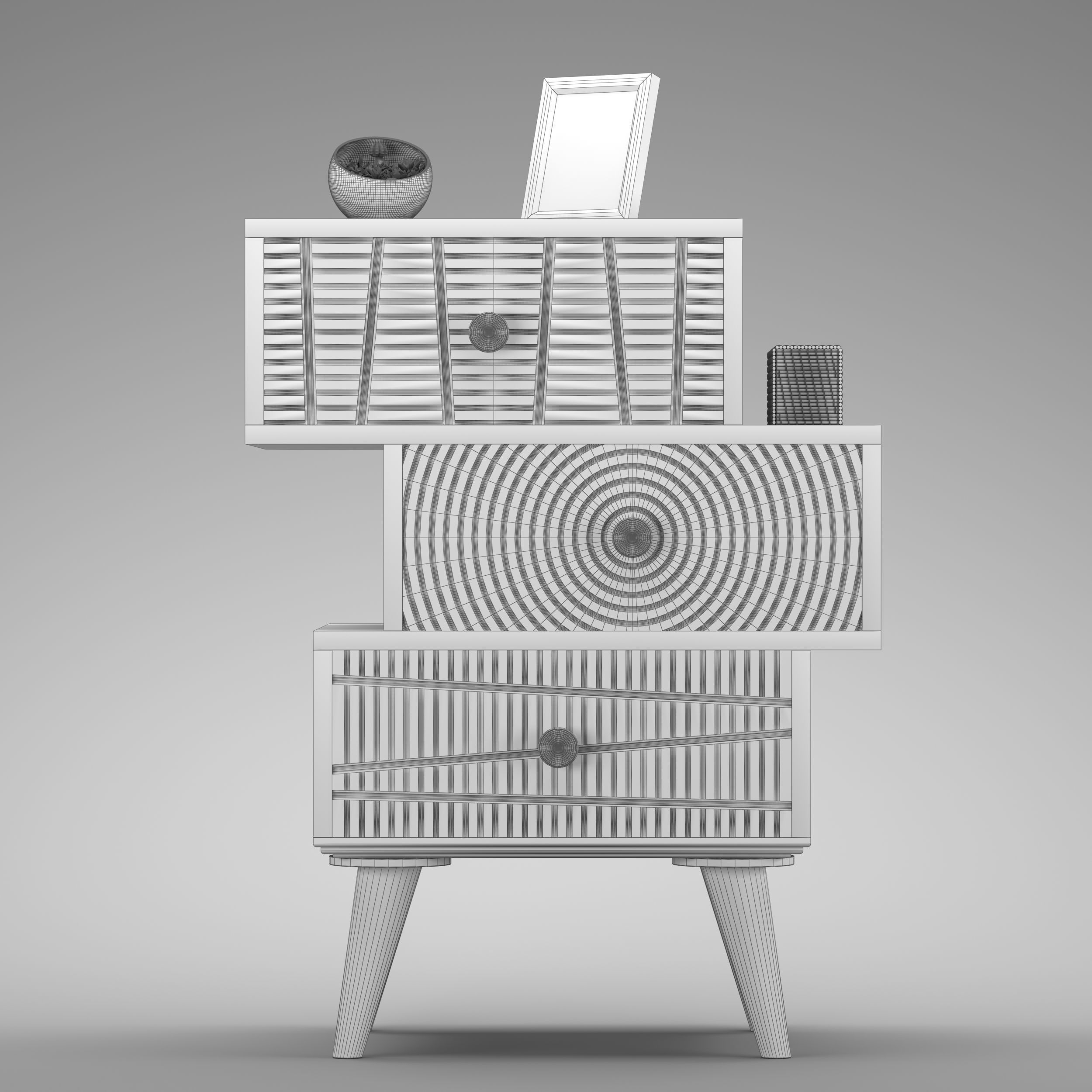 Colored 3-drawer Chest 3D model_1