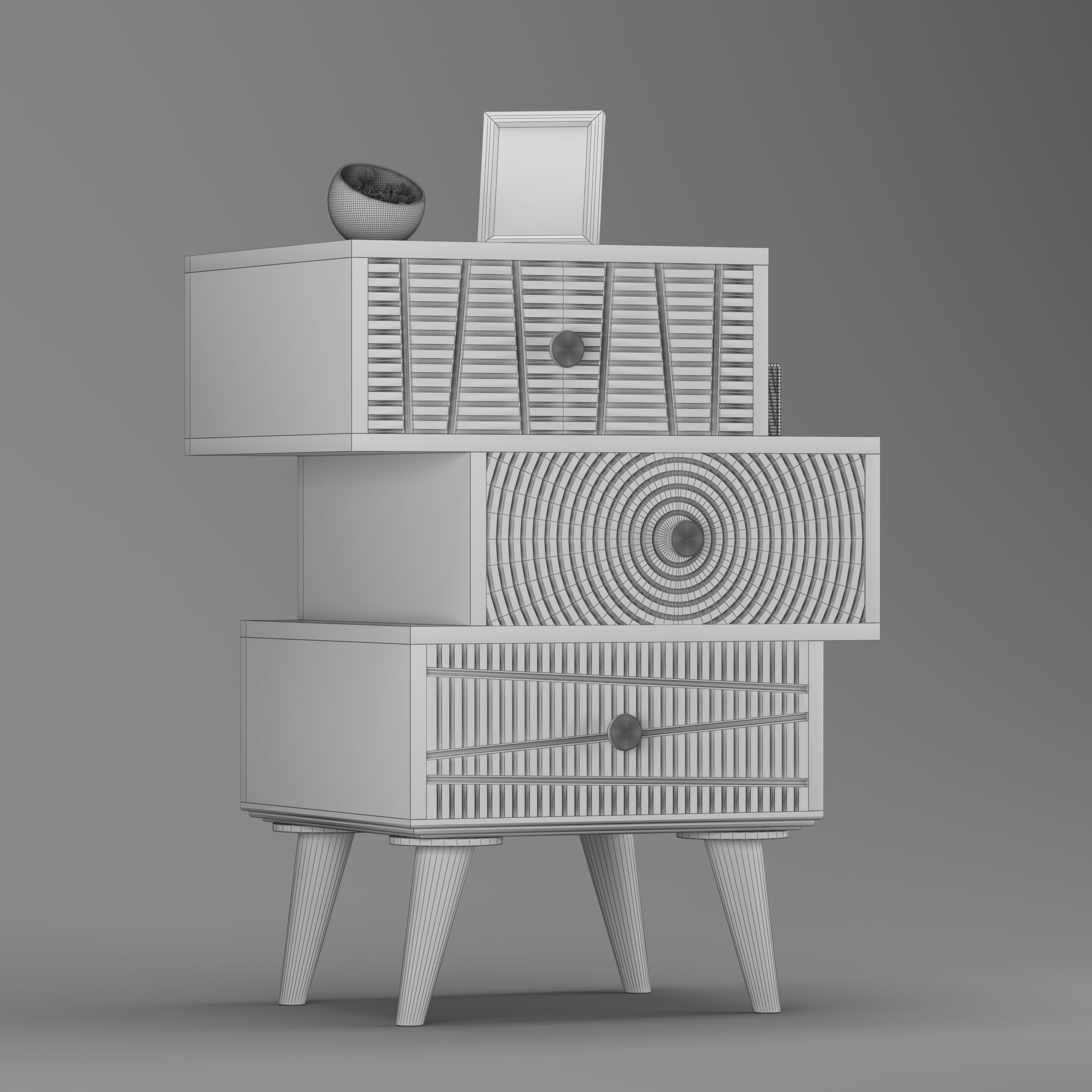 Colored 3-drawer Chest 3D model_5