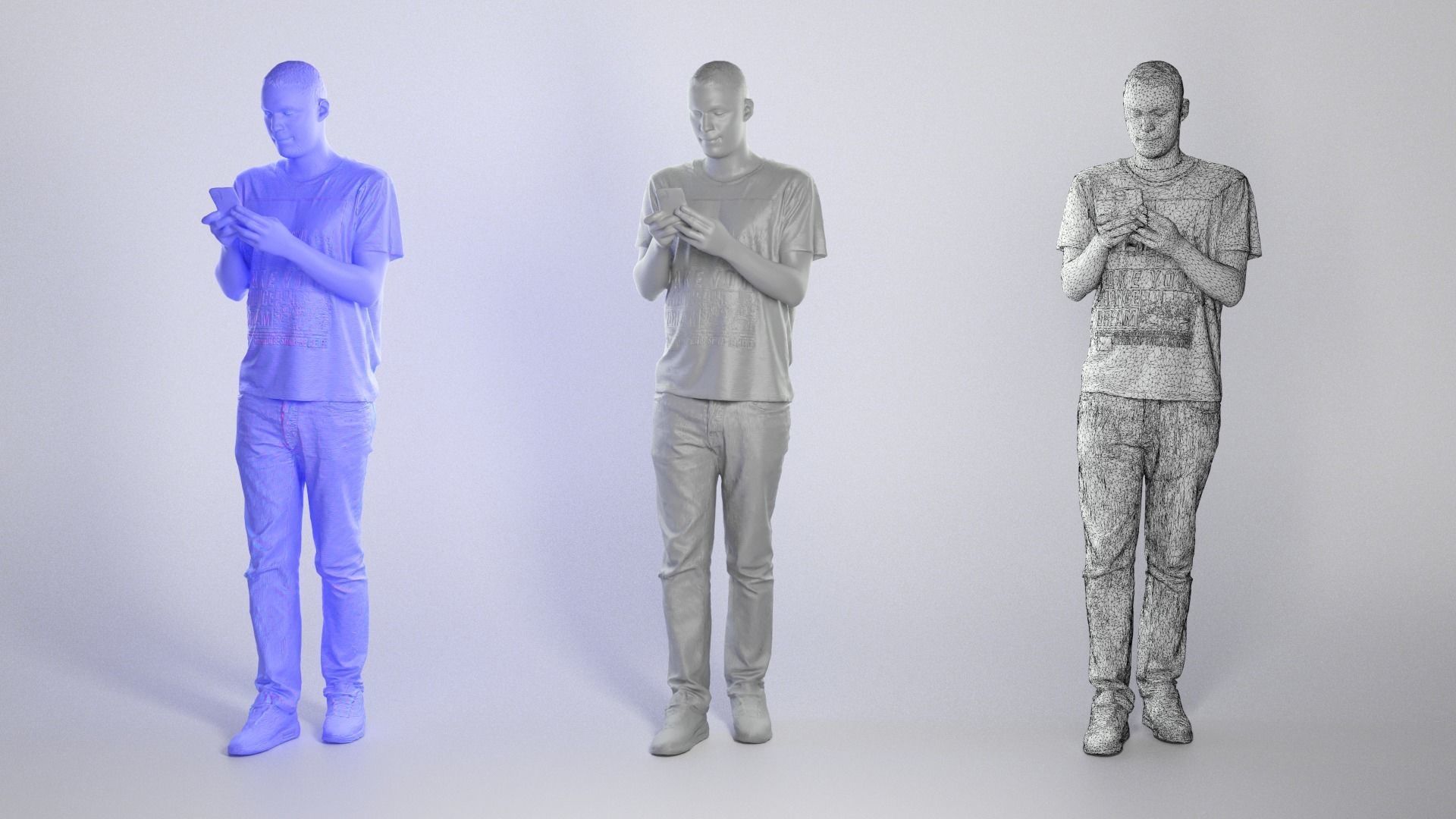 Young african-american man with phone 242 Low-poly 3D model_3