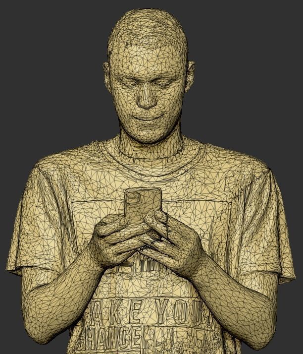 Young african-american man with phone 242 Low-poly 3D model_7