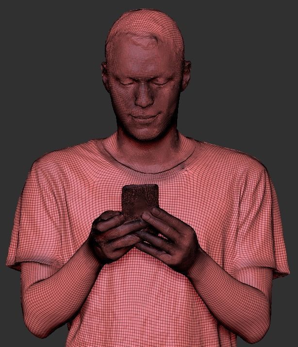 Young african-american man with phone 242 Low-poly 3D model_5