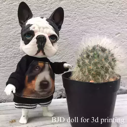 BJD doll for 3d printing is french bulldog 3D print model