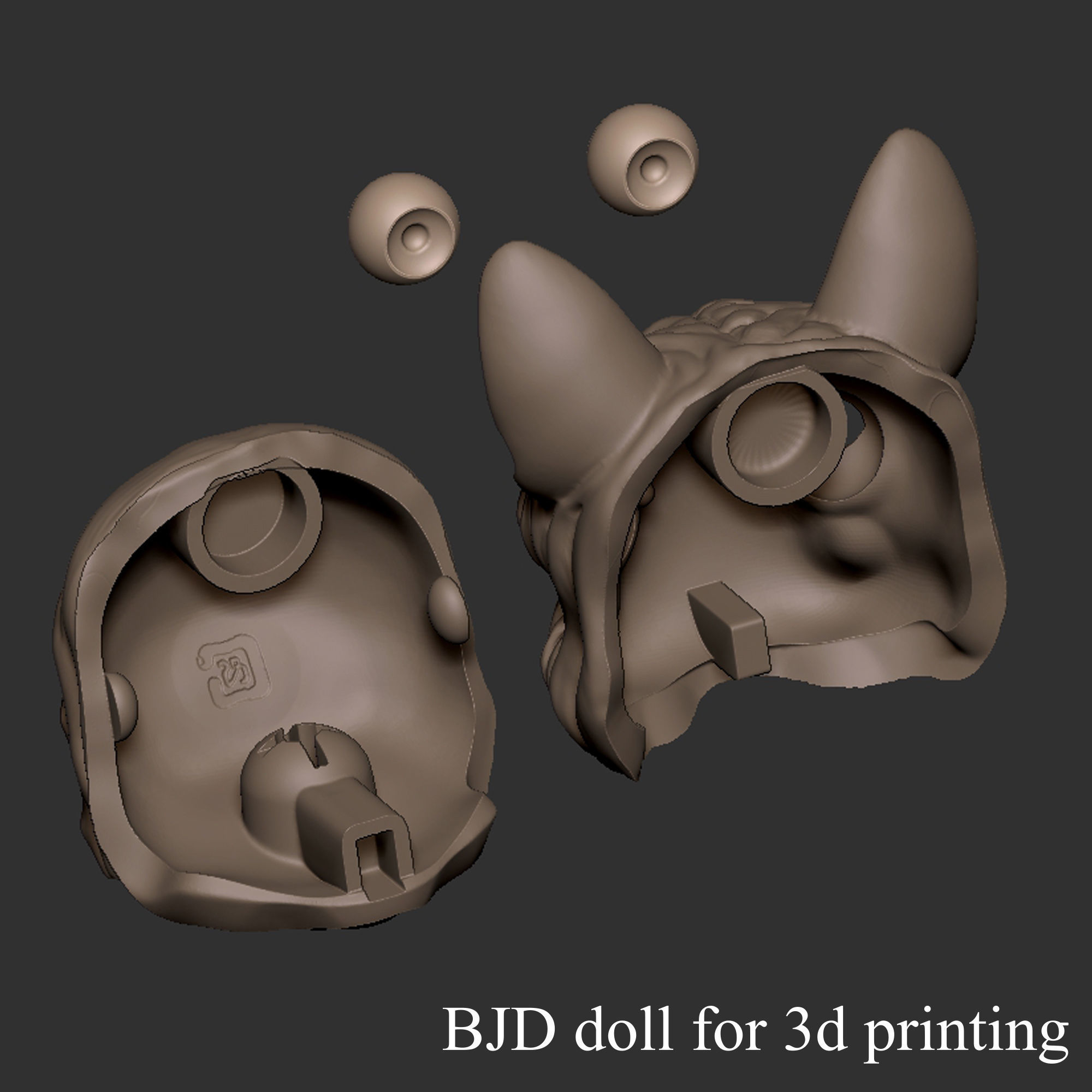 BJD doll for 3d printing is french bulldog 3D print model_6