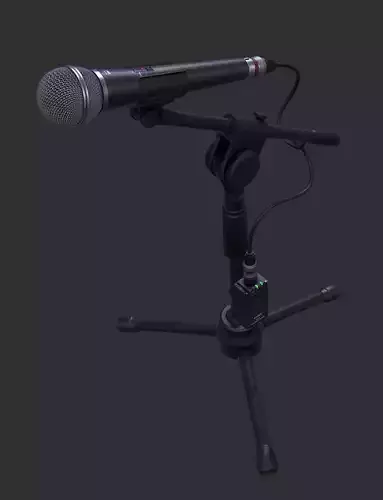 Microphone with Stand Low-poly 3D model