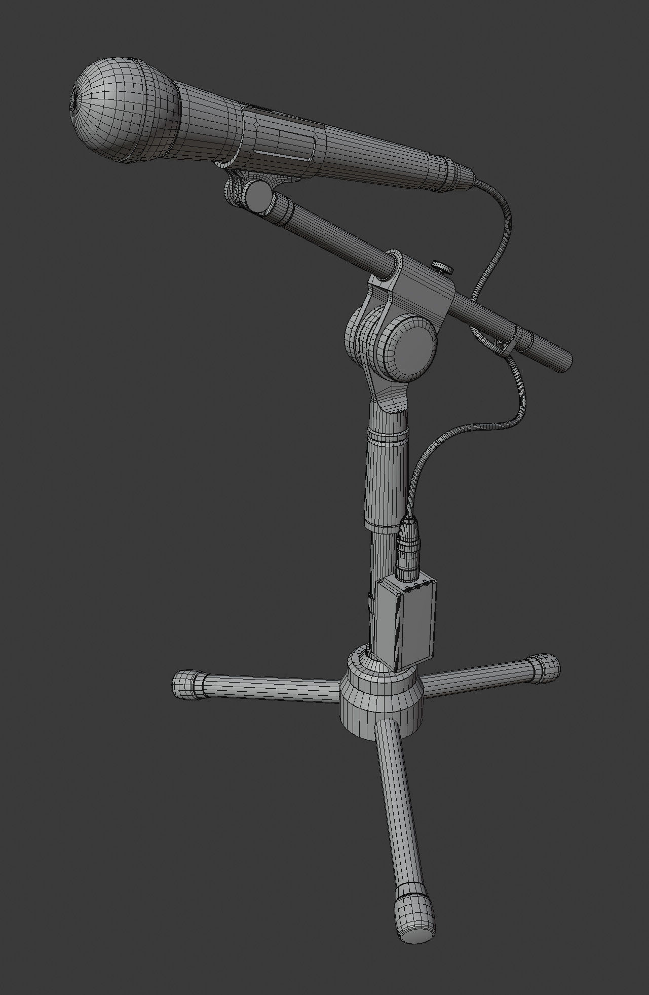 Microphone with Stand Low-poly 3D model_1