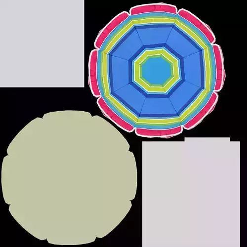 Umbrella circular shape with two squares and circle