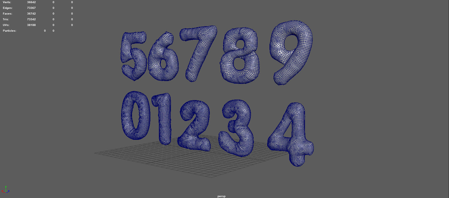 BALLOON NUMBER GOLD Low-poly 3D model_5