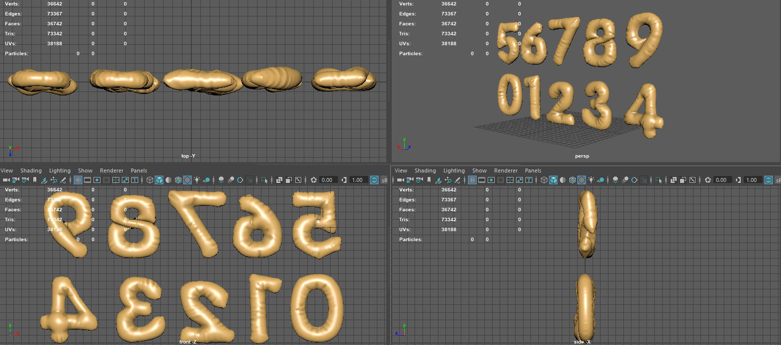 BALLOON NUMBER GOLD Low-poly 3D model_7