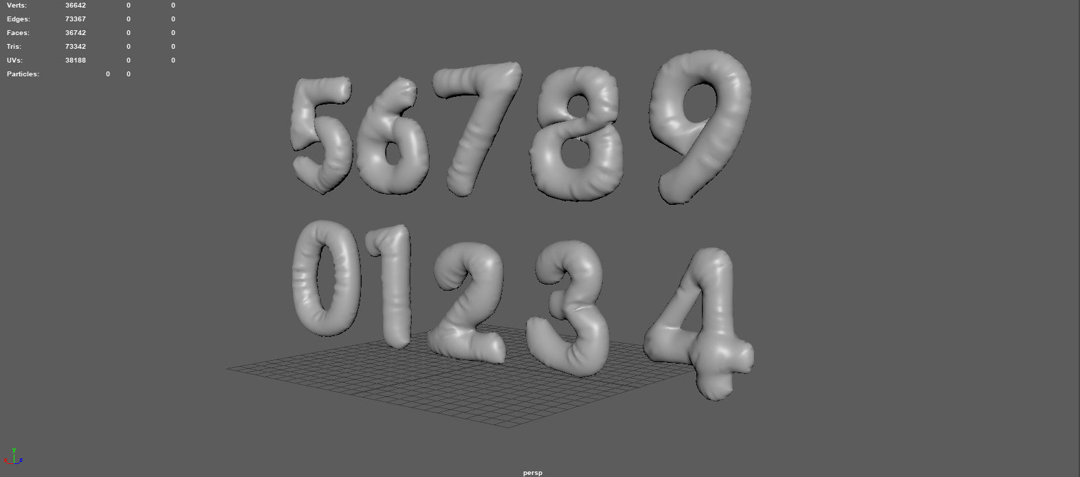 BALLOON NUMBER GOLD Low-poly 3D model_4