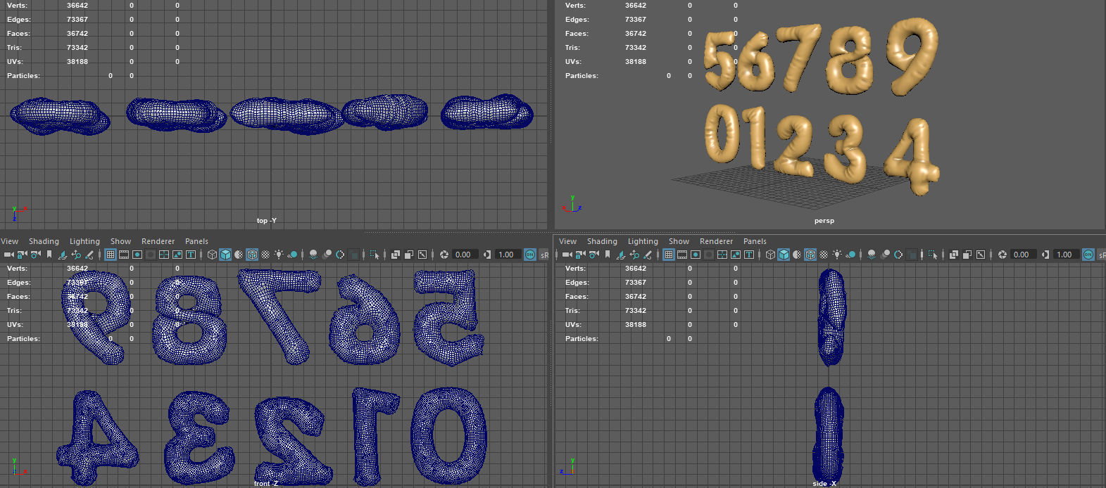 BALLOON NUMBER GOLD Low-poly 3D model_9