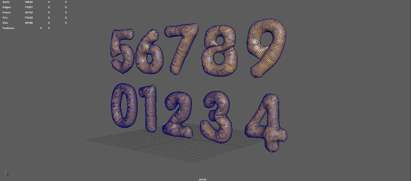 BALLOON NUMBER GOLD Low-poly 3D model_6