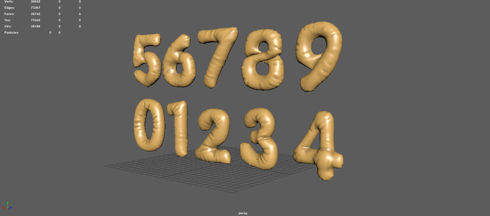 BALLOON NUMBER GOLD Low-poly 3D model_3