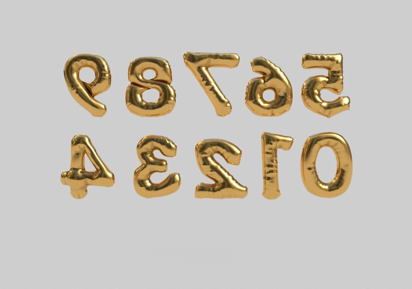 BALLOON NUMBER GOLD Low-poly 3D model_2