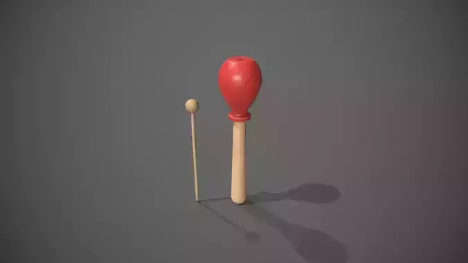 Wooden Tulip Block with Beater - Percussion Instrument Low-poly 3D model