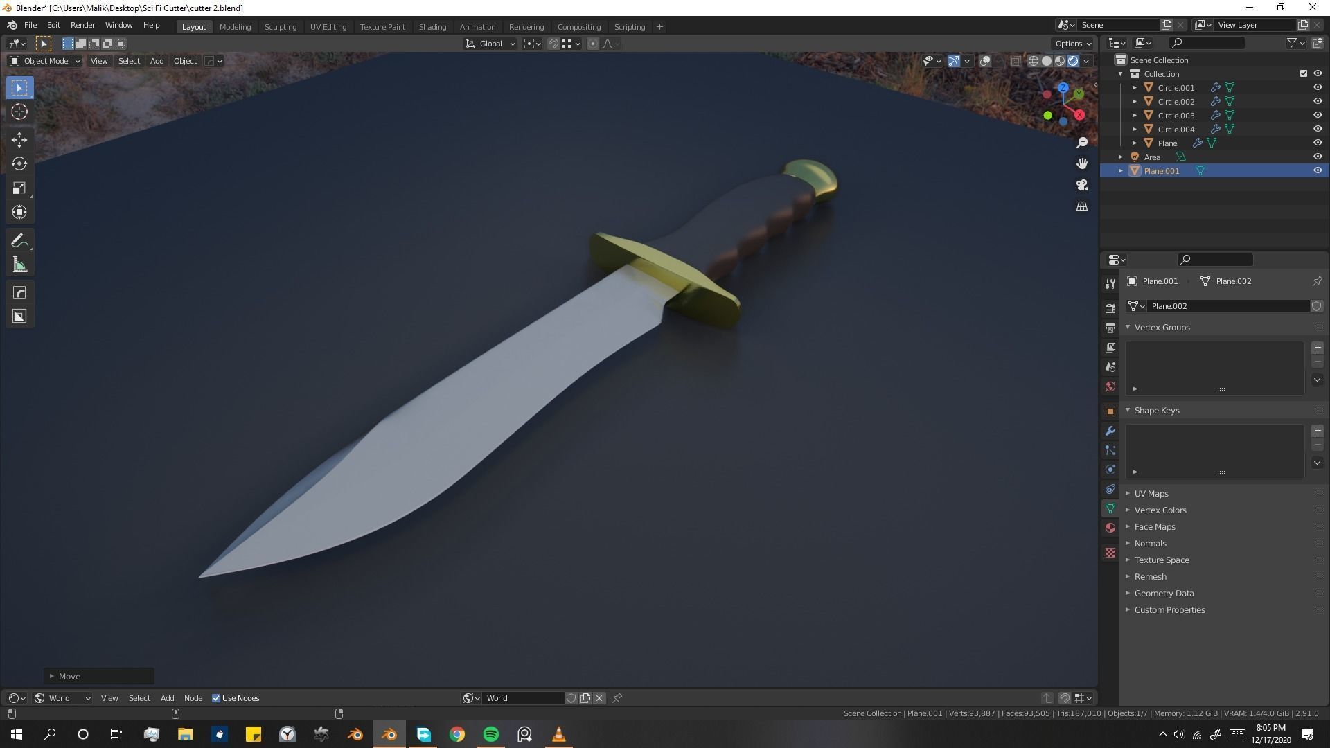 Pirate Knife Textured 3D model_3