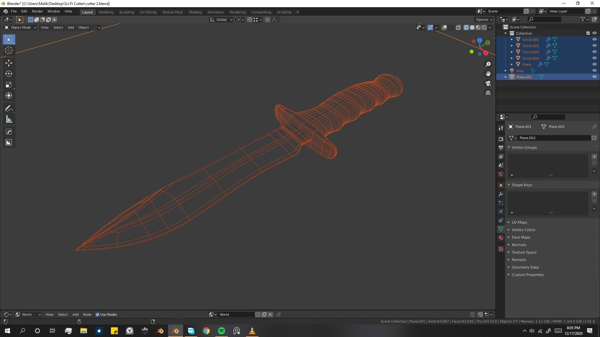 Pirate Knife Textured 3D model_5