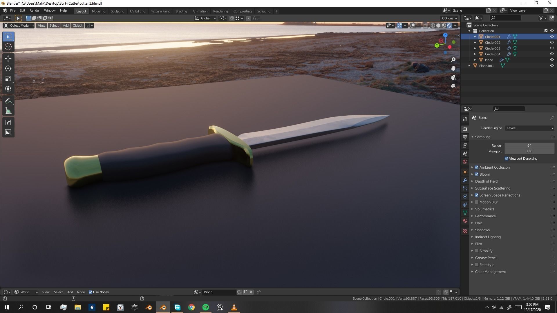 Pirate Knife Textured 3D model_1
