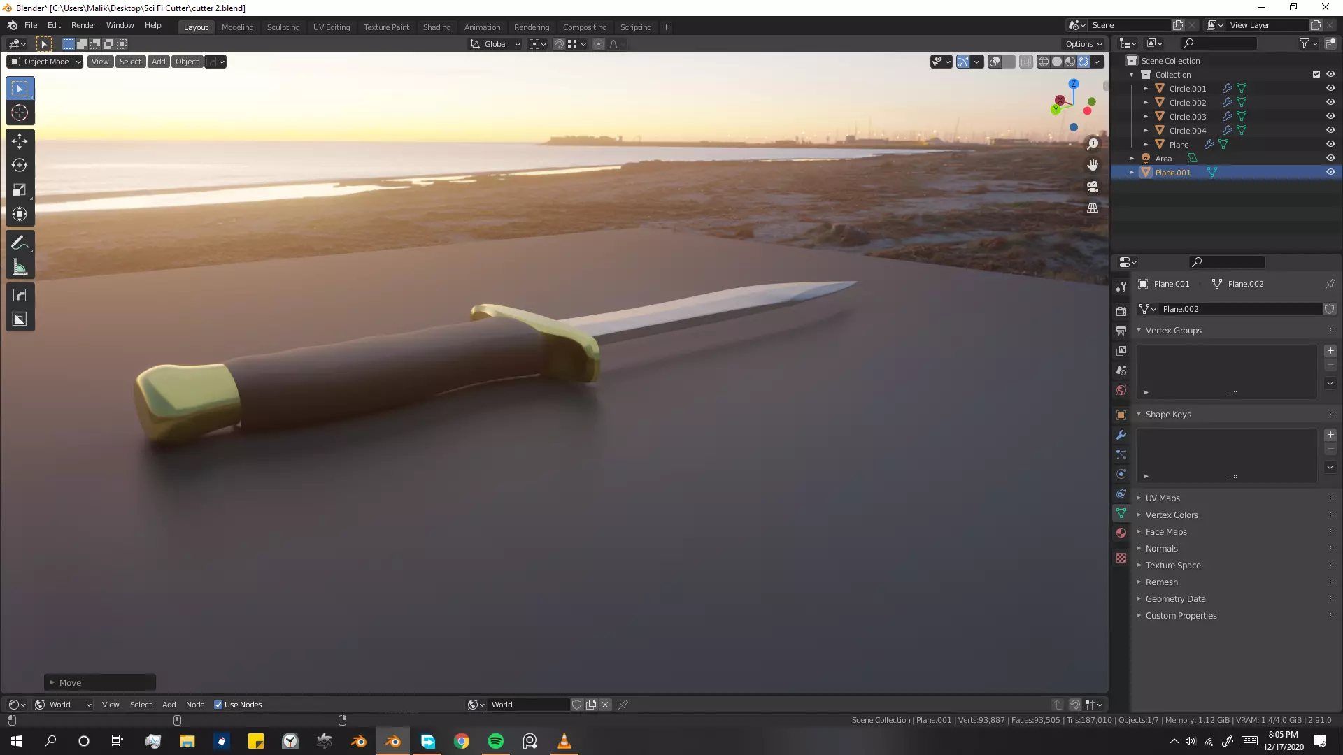 Pirate Knife Textured 3D model_0
