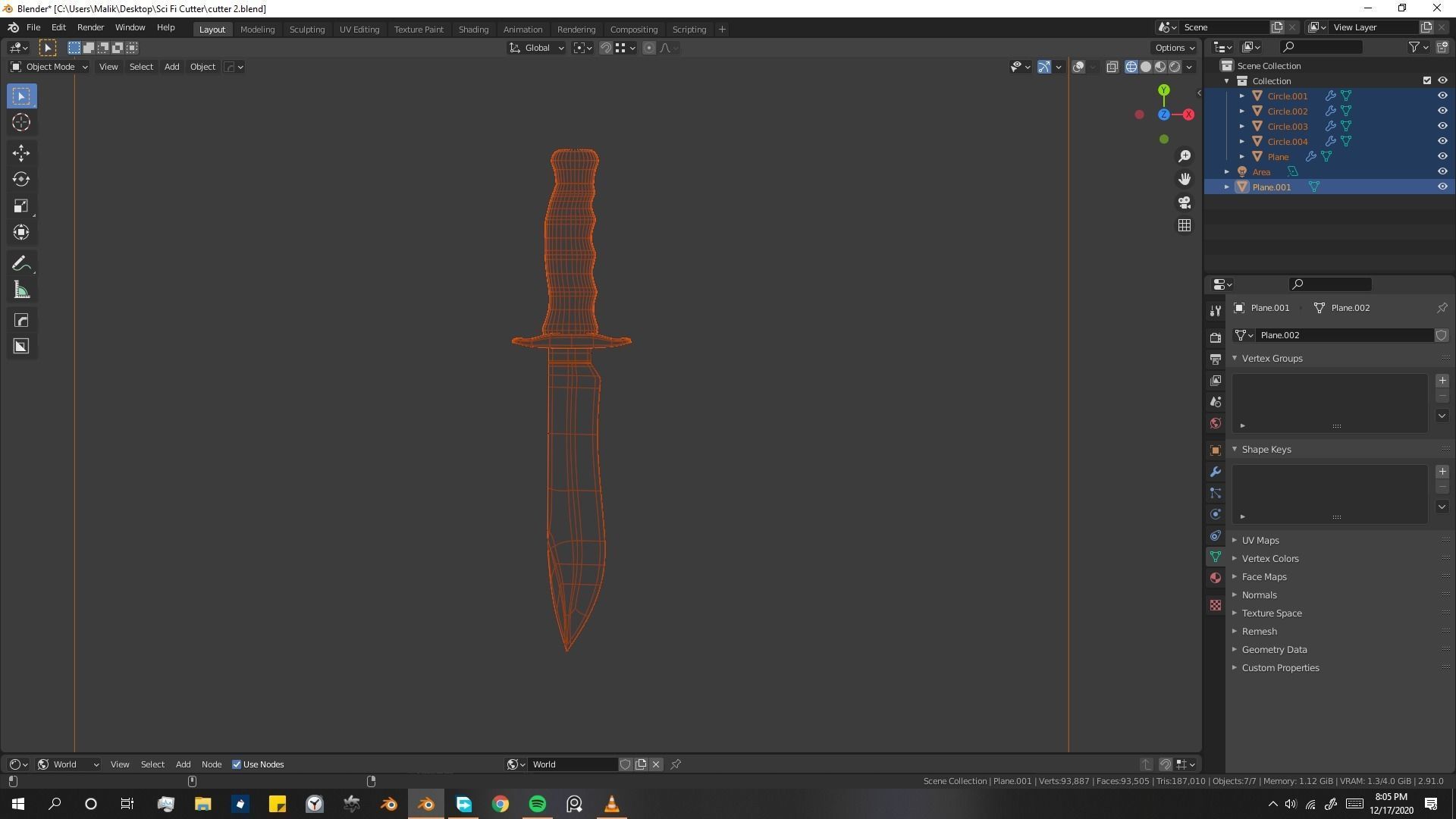 Pirate Knife Textured 3D model_7
