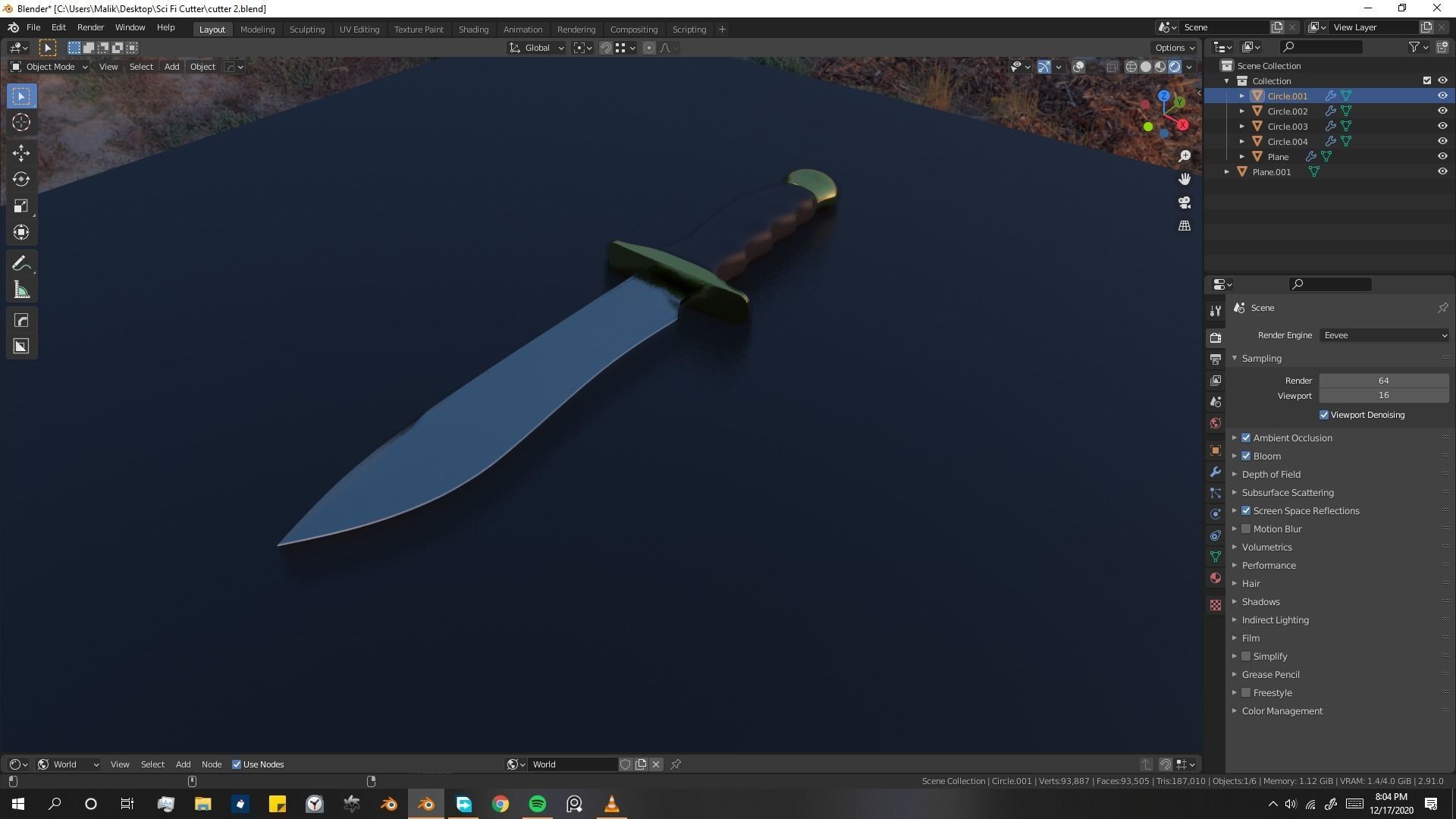 Pirate Knife Textured 3D model_4