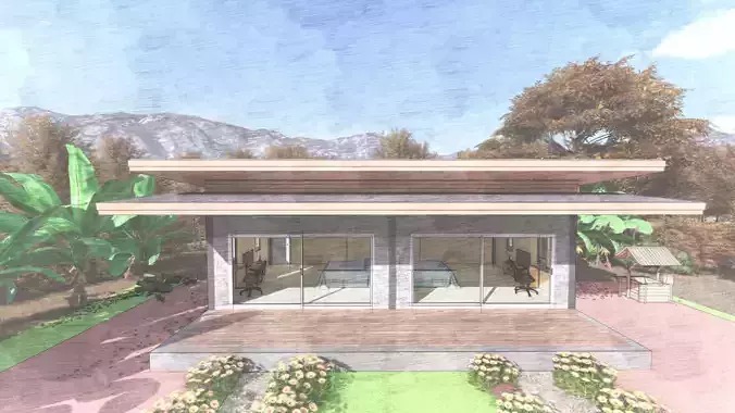 3DMODEL SKETCHUP house in mountains
