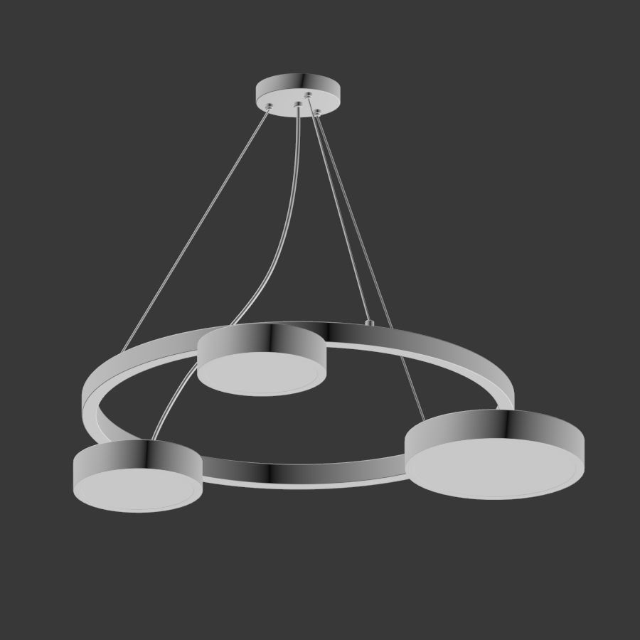 Gold Led Ring Chandelier 3D model_2