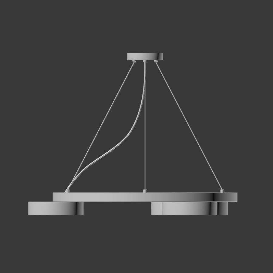 Gold Led Ring Chandelier 3D model_1