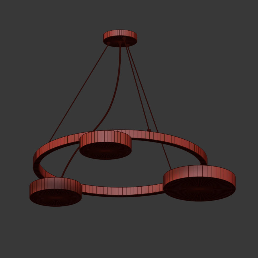 Gold Led Ring Chandelier 3D model_4