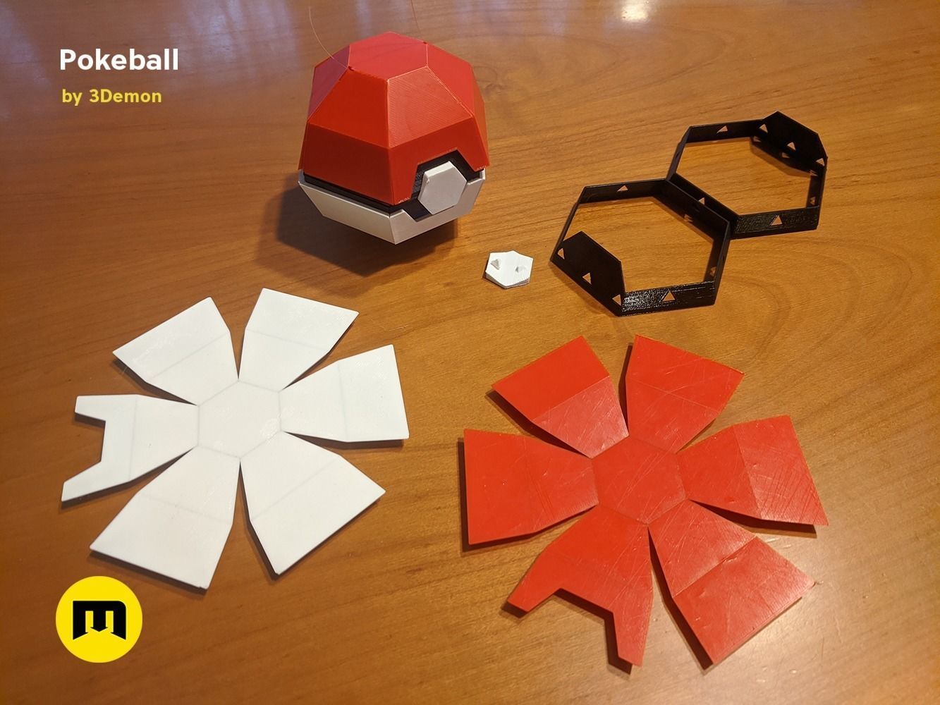 Foldable Pokeball Box Decoration Free 3D print model_9