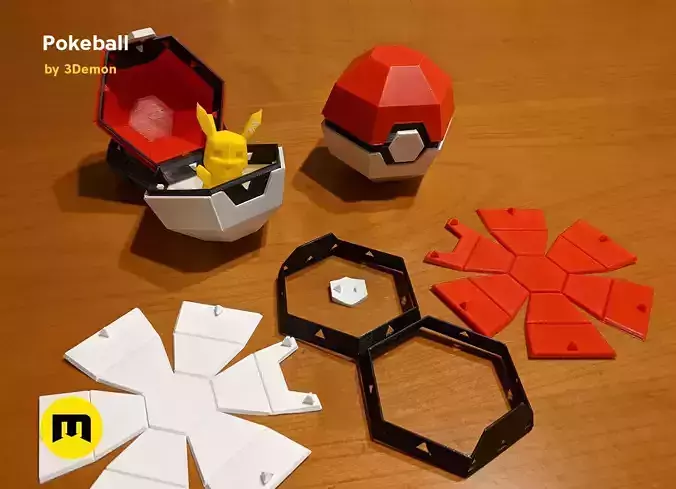 Foldable Pokeball Box Decoration Free 3D print model