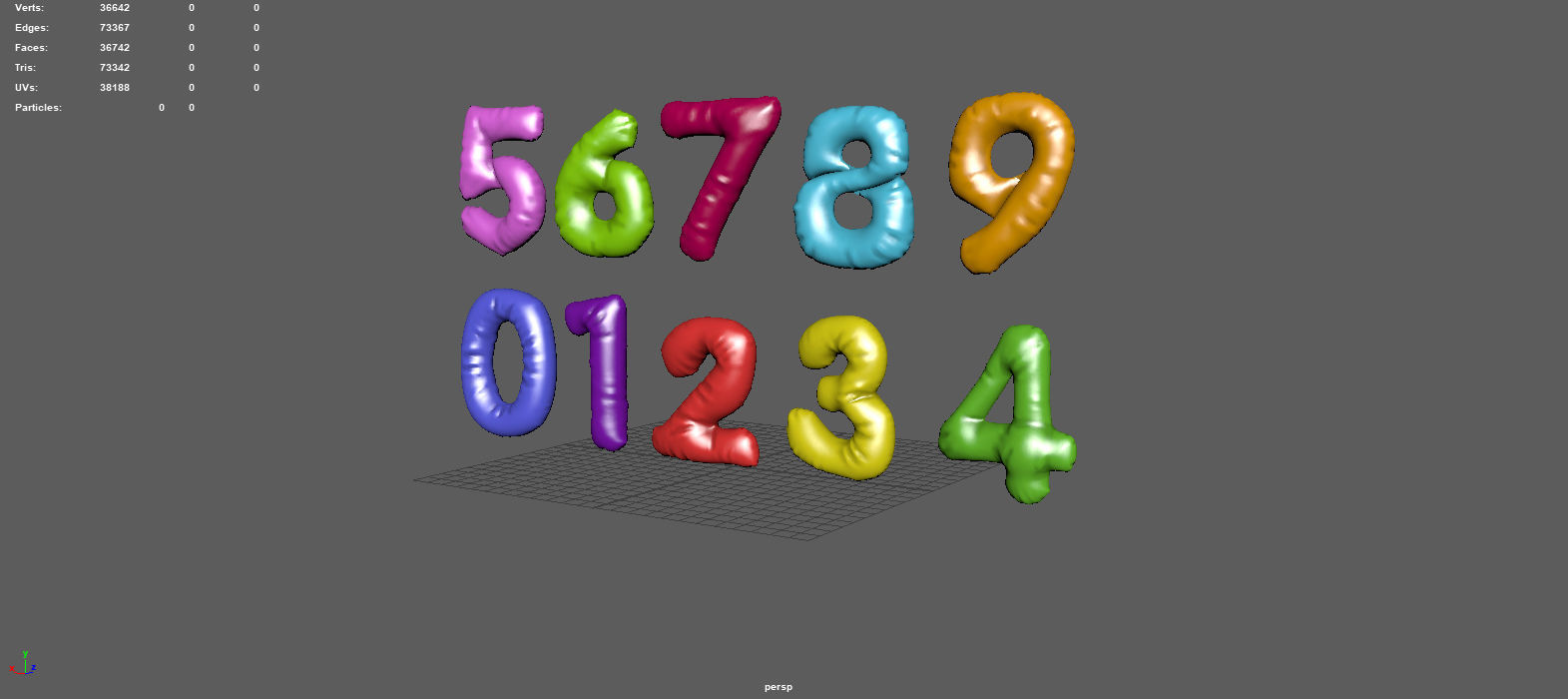  BALLOON NUMBER COLOR Low-poly 3D model_4