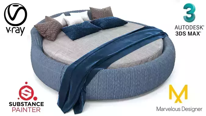 Round Bed 3D model
