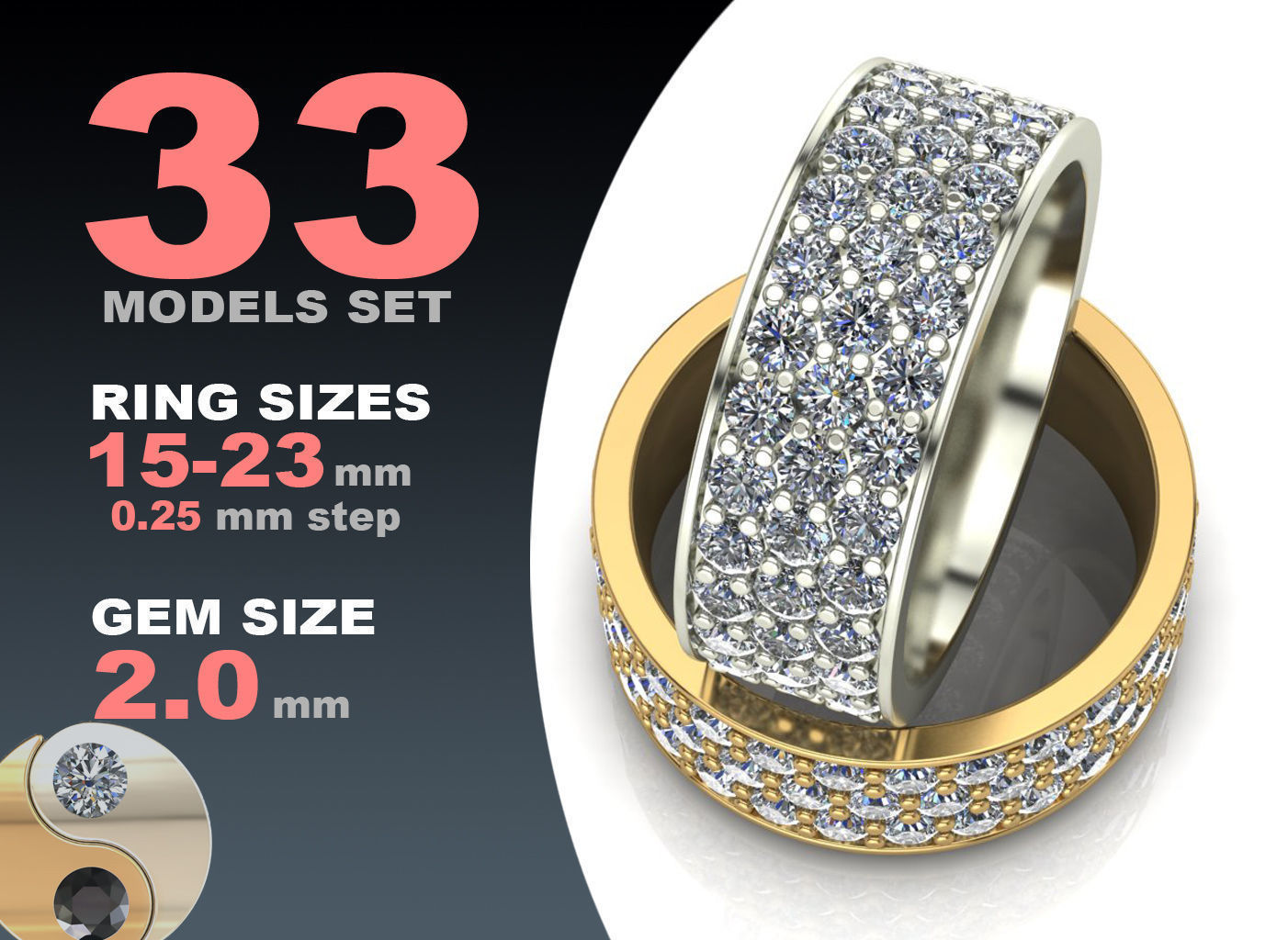 Eternity diamond ring 3D Model Collection_2
