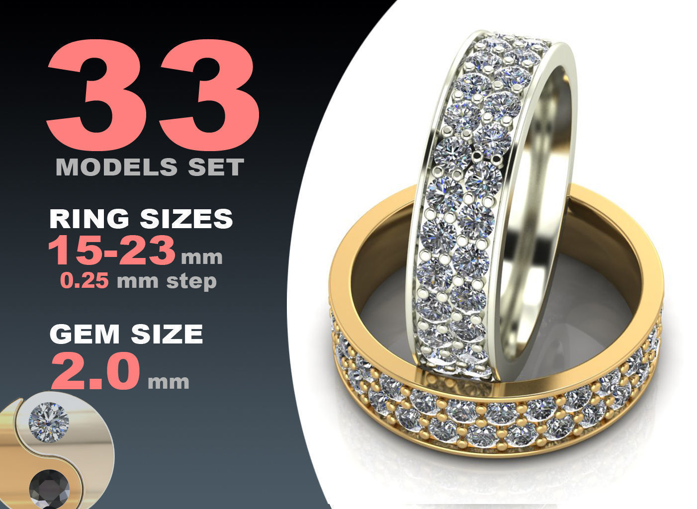 Eternity diamond ring 3D Model Collection_3