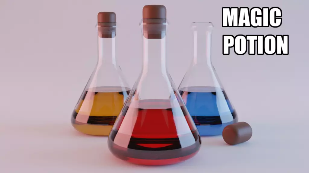 Magic Potions 3D model Free low-poly 3D model