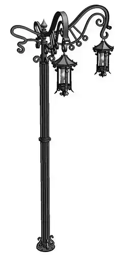 Outdoor lantern with double arm