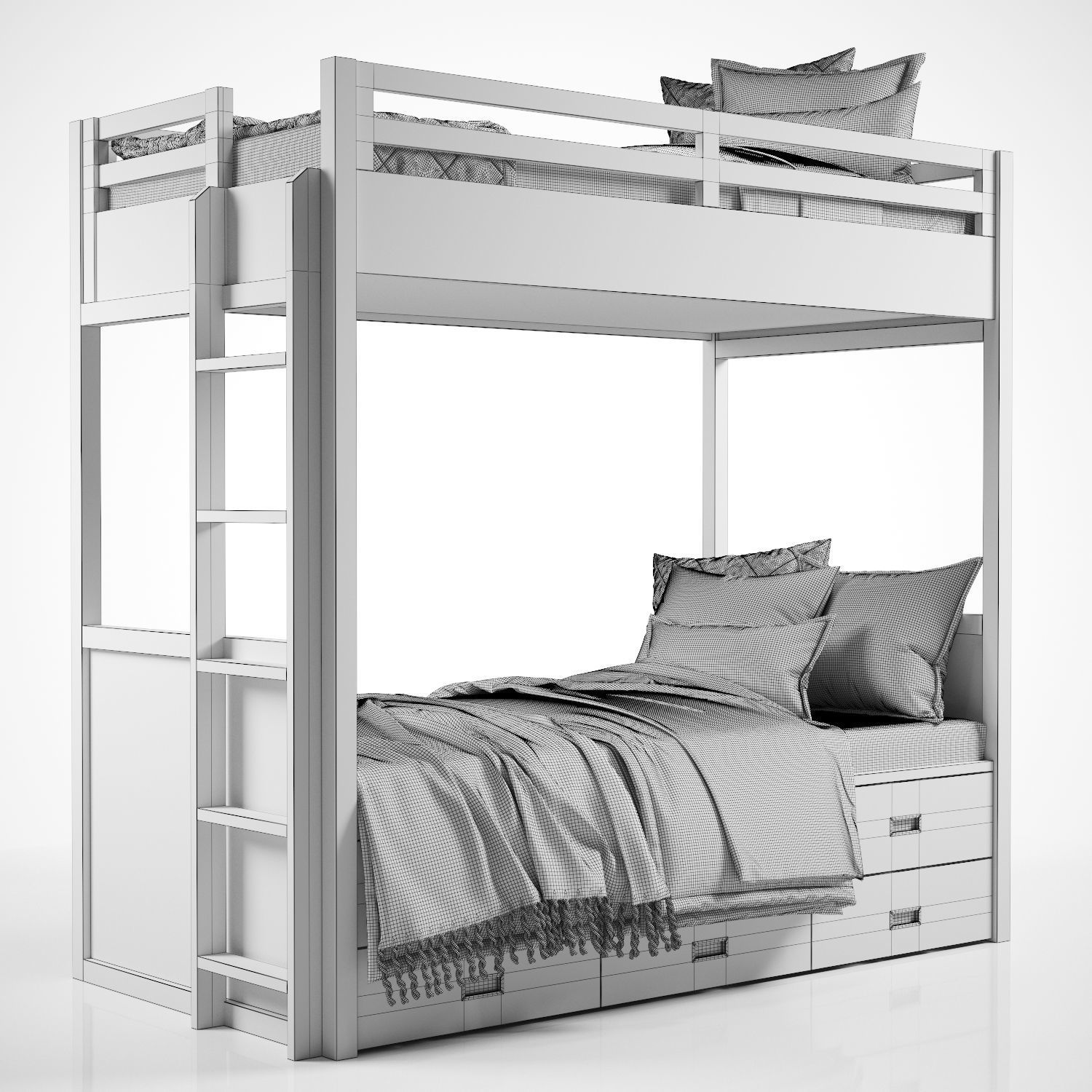 Avalon Bunk Bed with Trundle 3D model_4