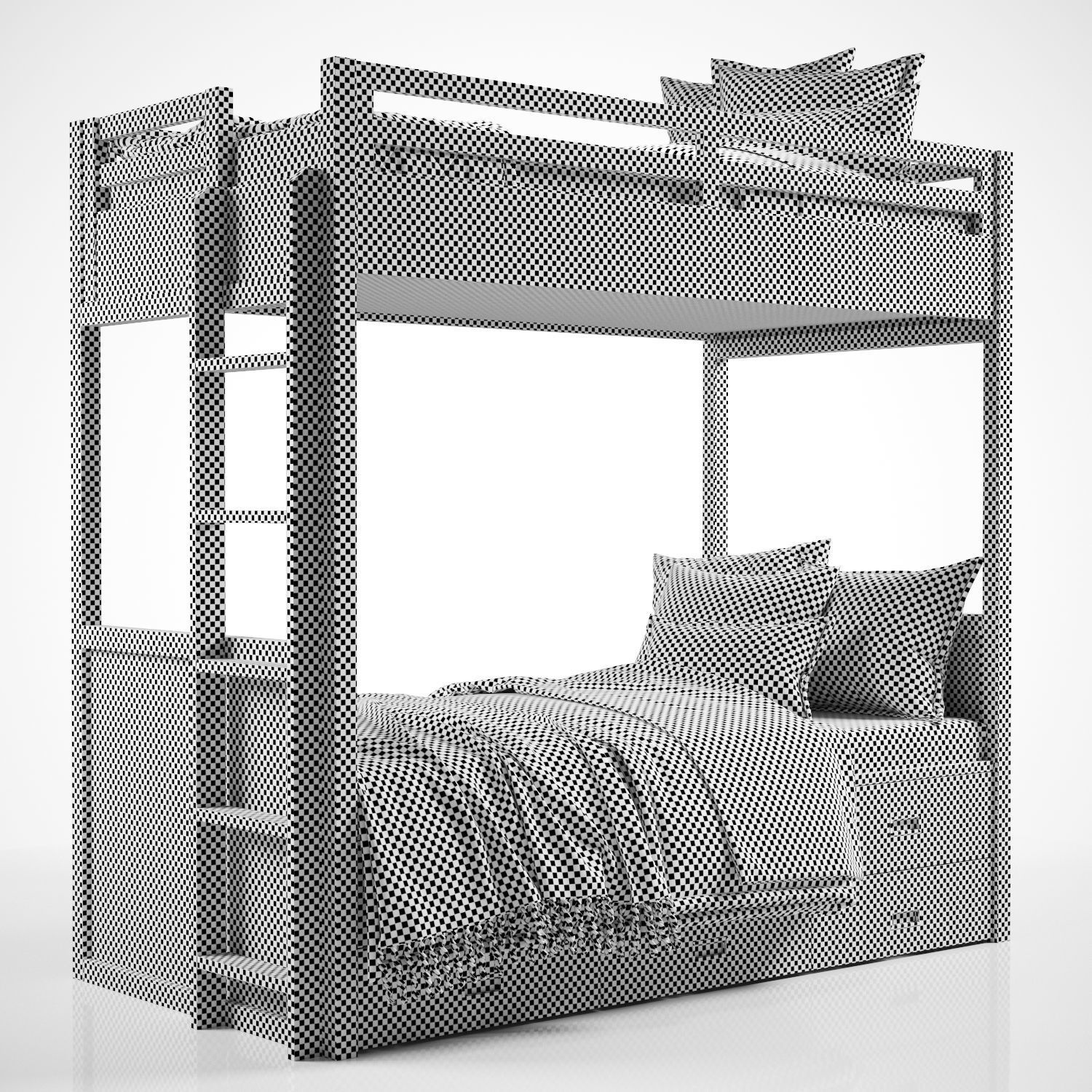 Avalon Bunk Bed with Trundle 3D model_3